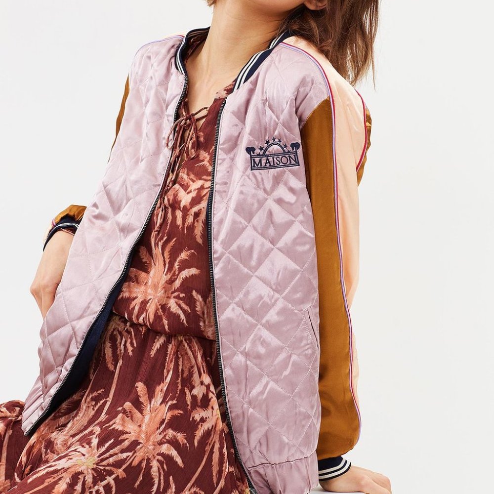 Scotch & Soda Pink and Brown Bomber Jacket